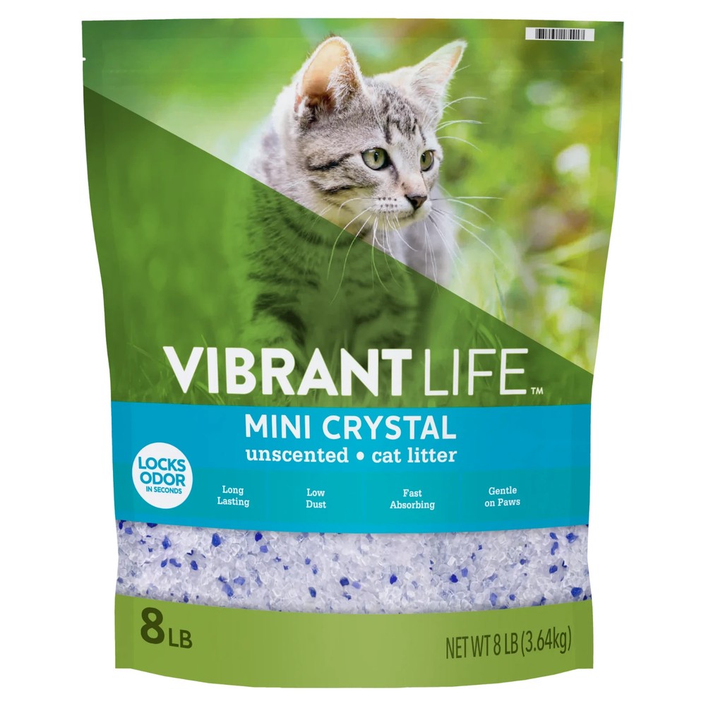 Vibrant Life Mini Crystal Unscented Cat Litter, 8 lb, 4 pack