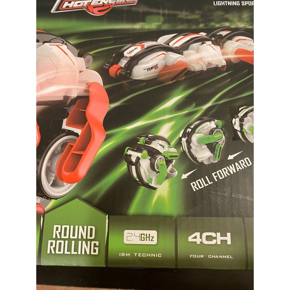 White/Red Trim Remote Control Round Rolling Stunt Car, HGT Engine NEW