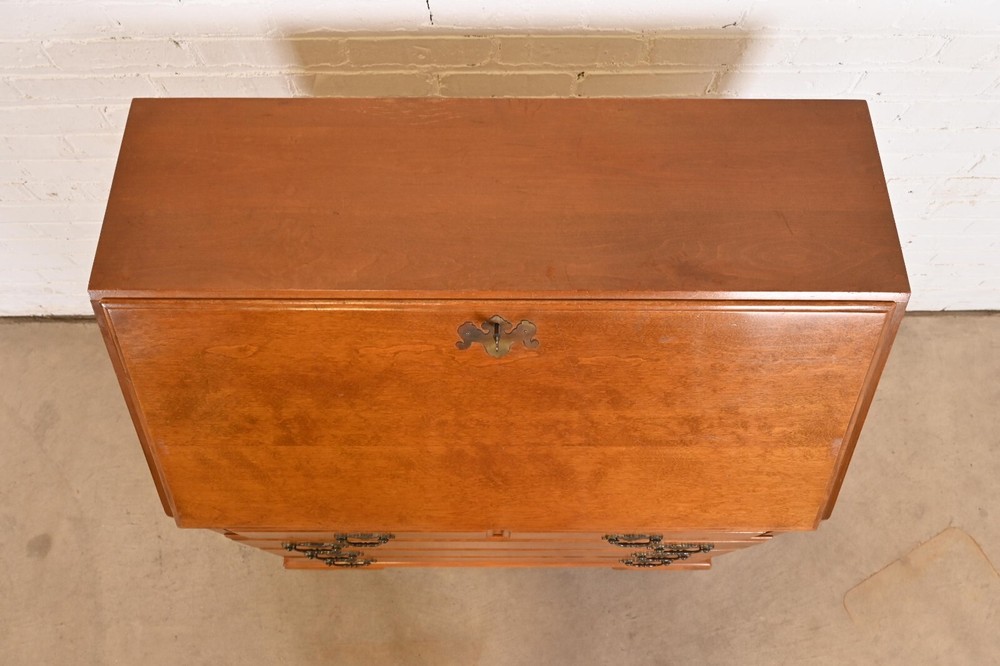Ethan Allen Early American Solid Maple and Birch Drop Front Secretary Desk