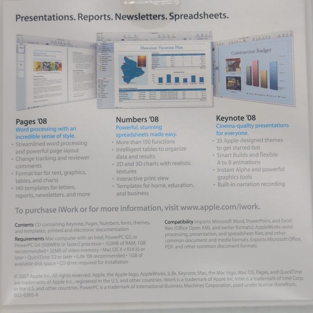 Mac Apple iWork & iLife ’08 Software Lot Bundle Discs