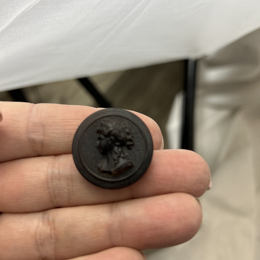 Antique BLACK MOURNING CAMEO BUTTON