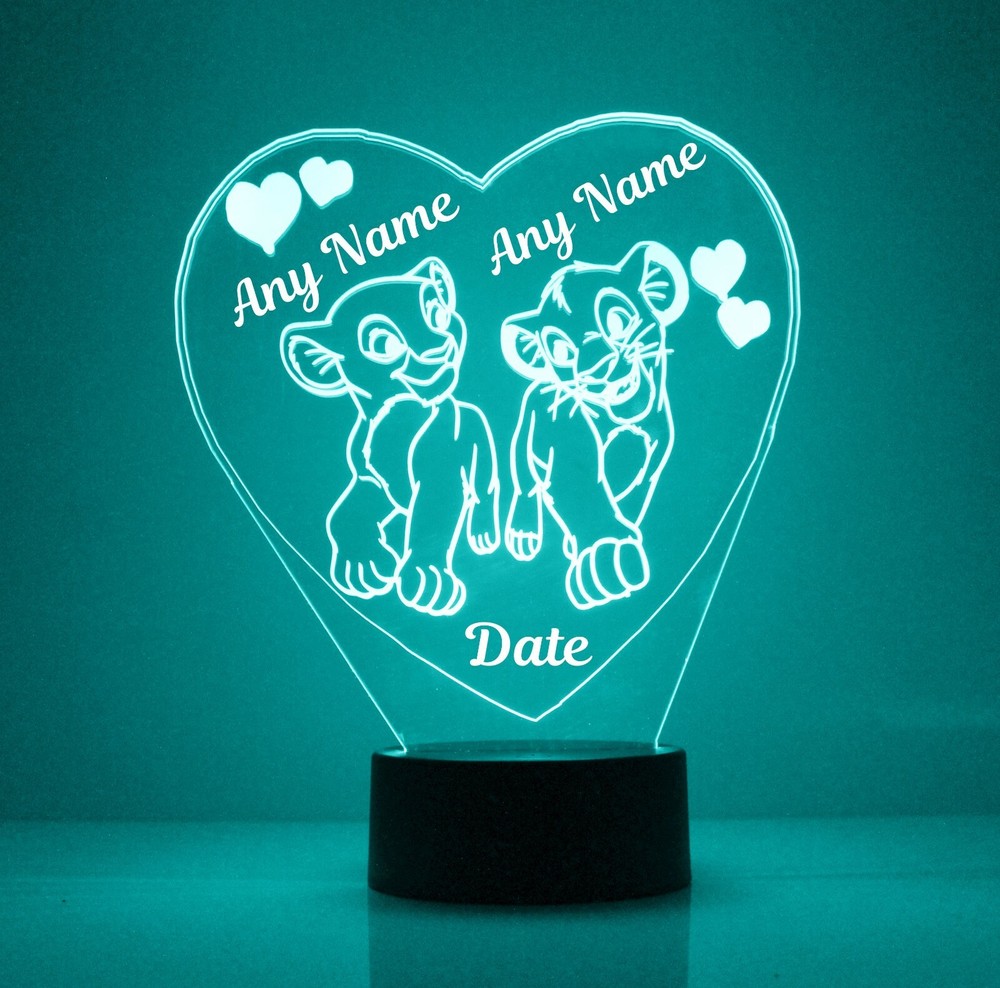 Lion King Personalized FREE LED Simba & Nala Night Light Lamp + Remote Control