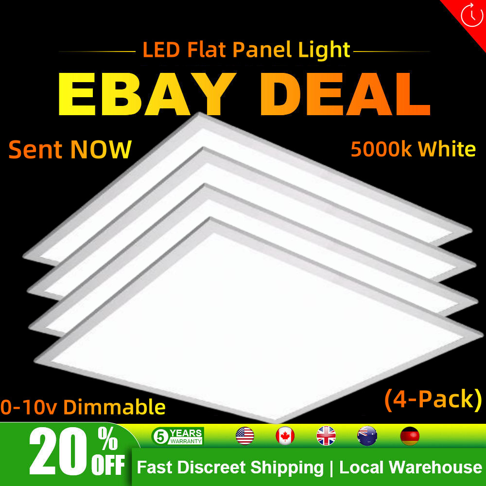 2x2 FT LED Flat Panel Lights 5800LM 45W 5000K White Dimmable Drop Ceiling Office