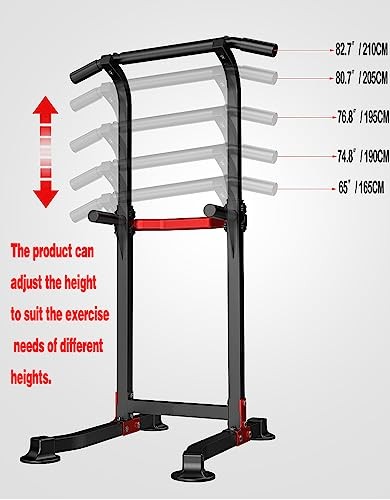 Power Tower Dip Station Pull Up Bar - Multi-Purpose Home Black (Basic Model)