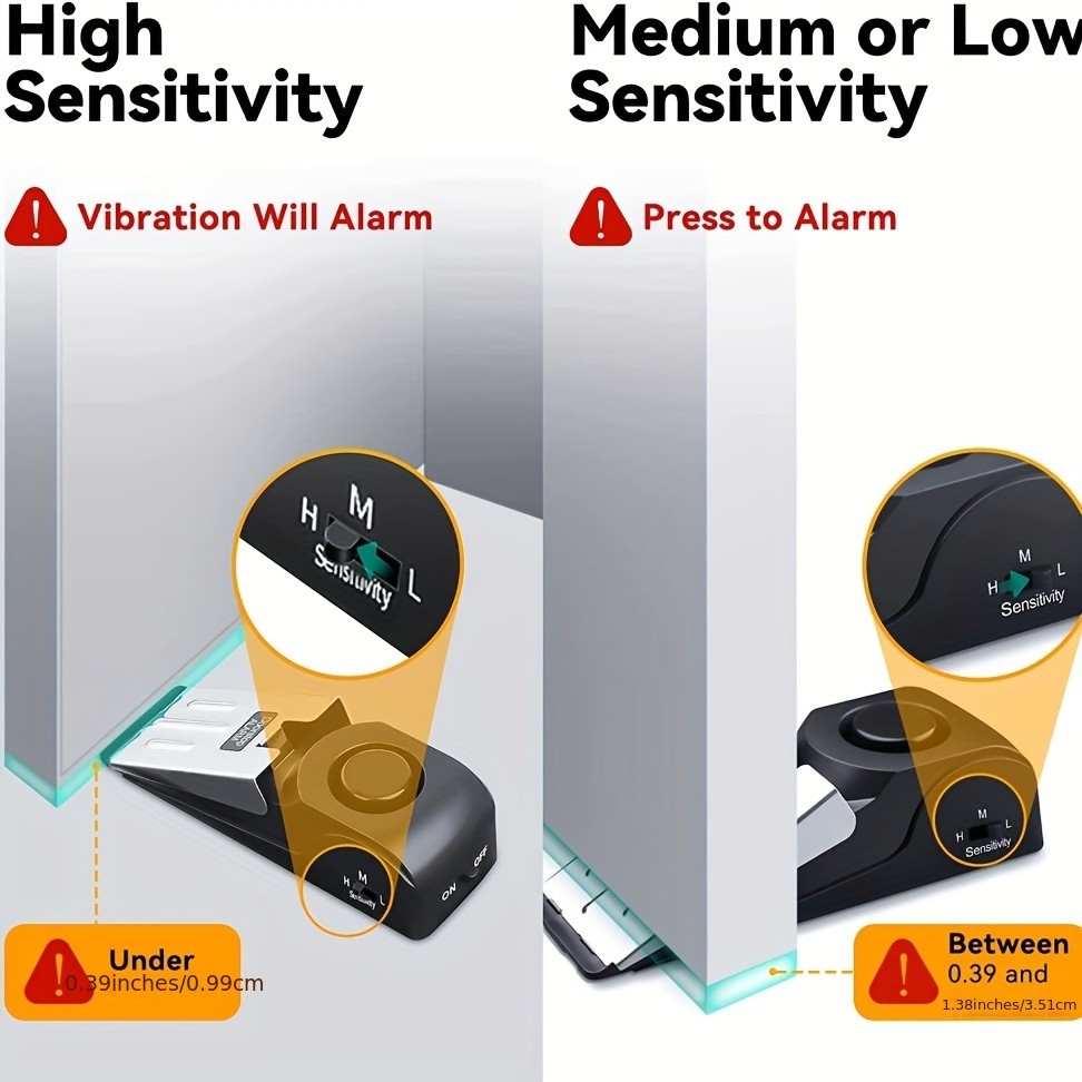 Precision-Made Robust Stable Quick-Install 3PCS Dual-Function Door Stopper Alarm