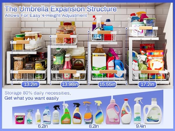 Under Sink Organizer set 2 Pack Expandable 2 Tier storage shelf