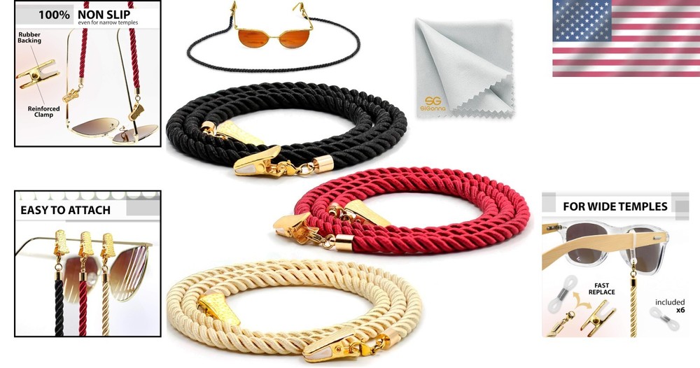Versatile Glasses Strap – Non‑Slip Alligator, Silicone Loop, Lobster Clasp