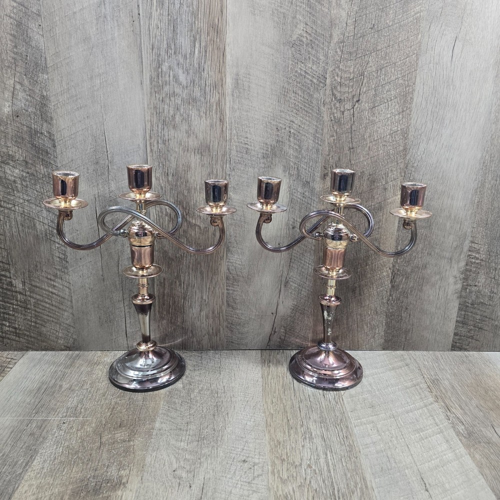 2 VINTAGE Silver Plated Candle Stick, No Makers Mark