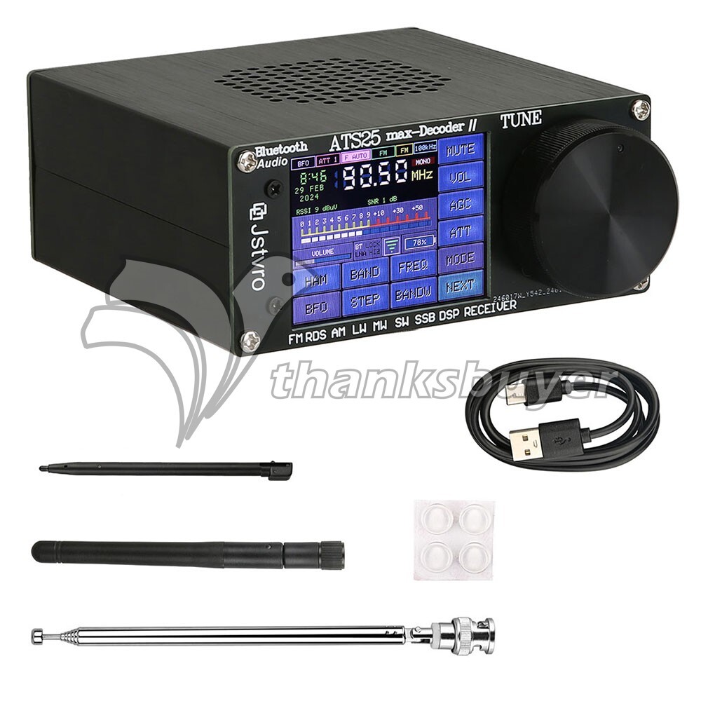 ATS25 Max Decoder II Bluetooth Full Radio Receiver FM SW SSB MW LW 2.4" Touch US