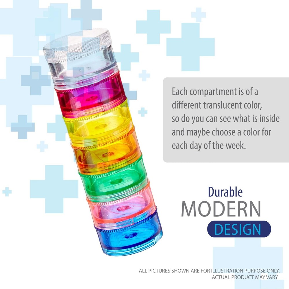 Deke Home - Stackable Pill Organizer (2 2 Count (Pack of 1), Multicolor