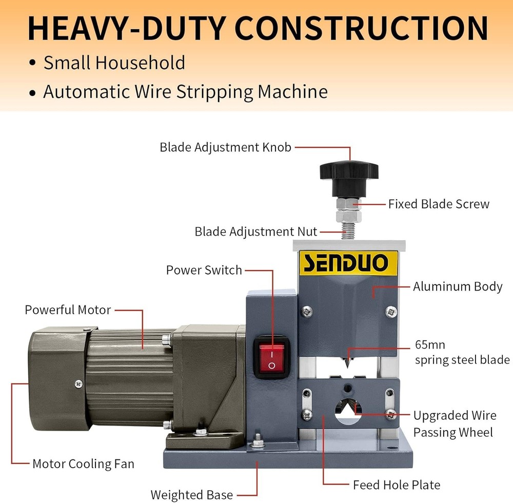 Automatic Wire Stripper Machine,25W 0.04" - 0.79" Electric Wire Stripping Mac...