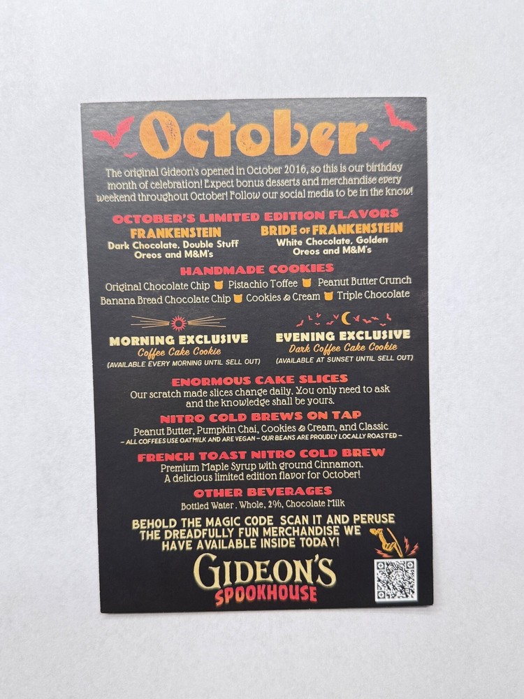 Black Cat - Gideons Bakehouse Menu October 2024