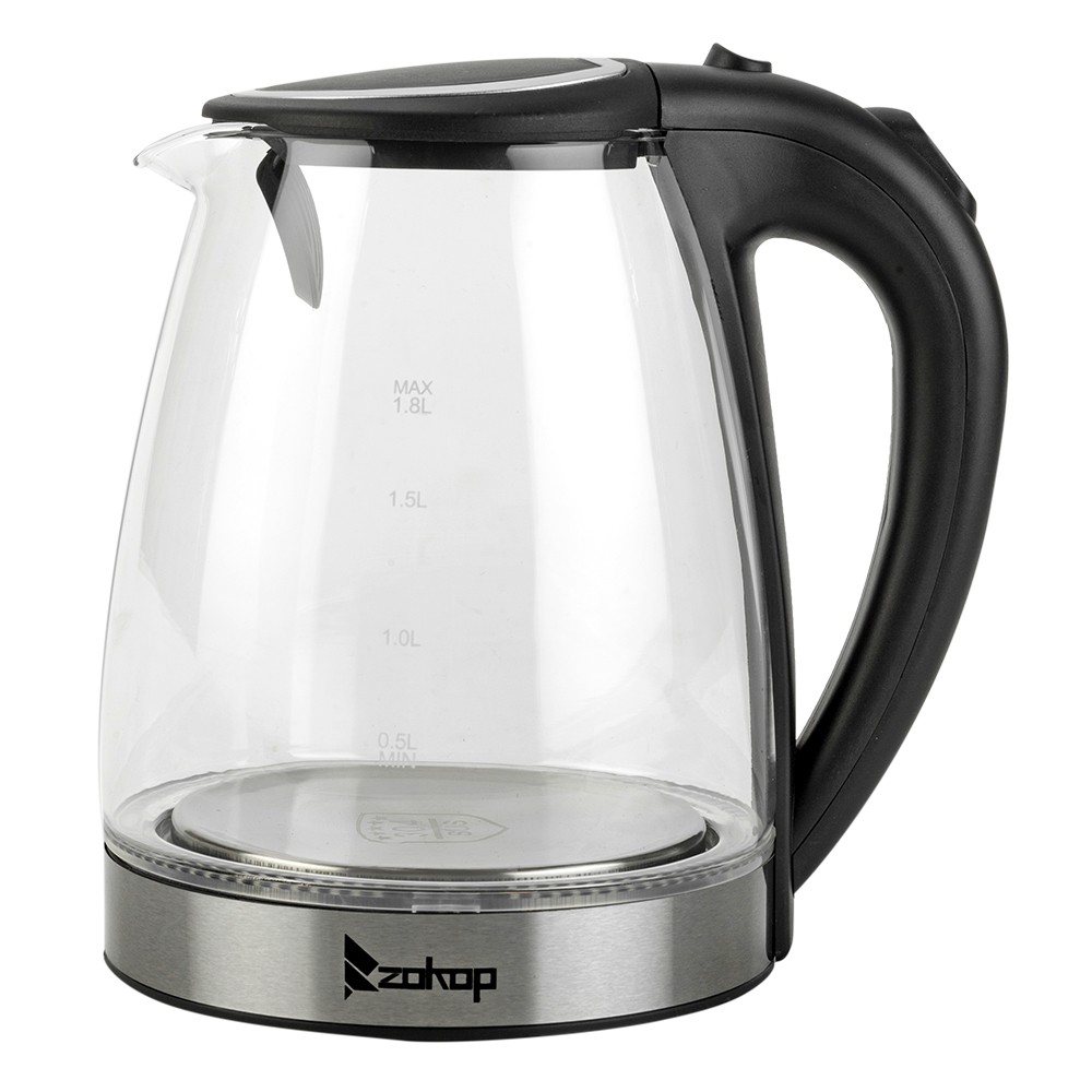ZOKOP HD-1857-A 110V 1200W 1.8L Electric Glass Kettle US Plug