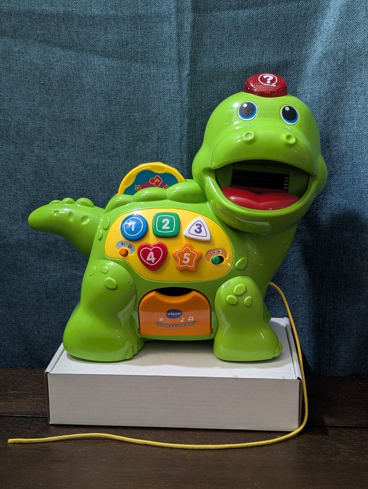 VTech Chomp & Count Dino | Electronic Learning Pull Toy | Tested & Works!