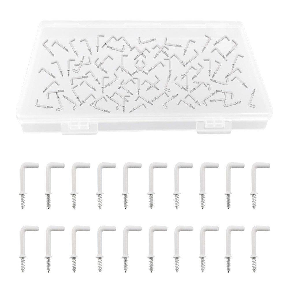 L Shaped Hooks, 80Pcs Plastic-Coated Surface Shouldered Dresser Cup Right Ang...