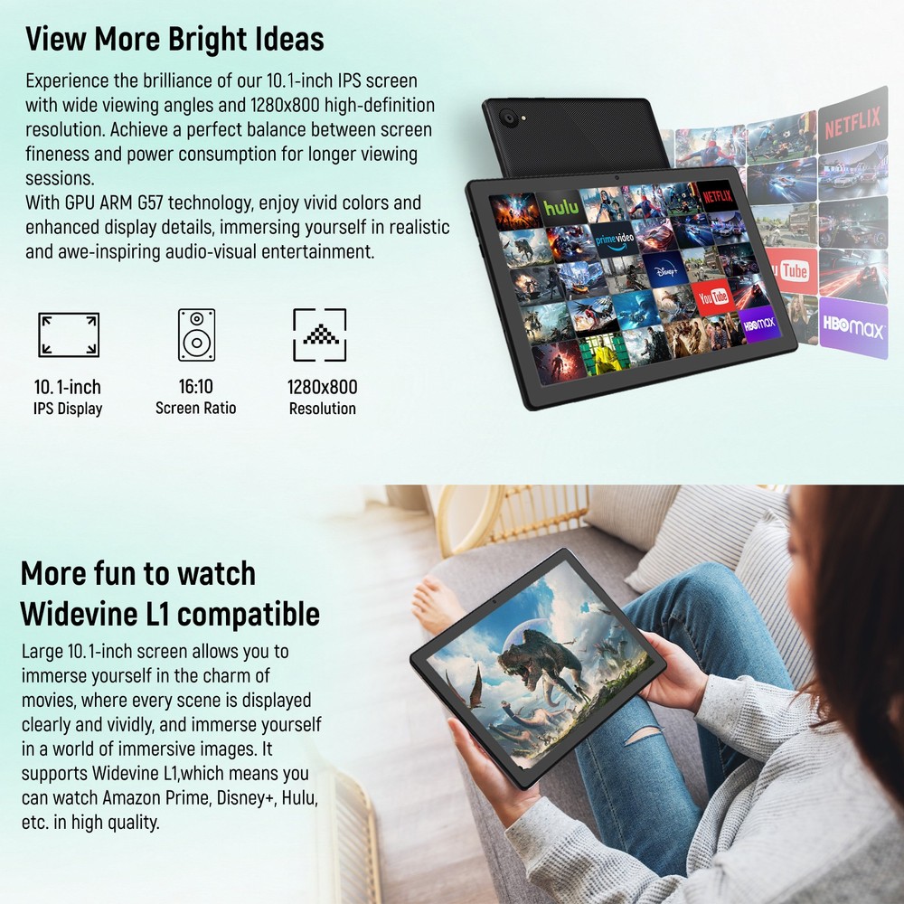 Android 15 Tablet 20GB RAM ＆ 64GB ROM IPS LCD HD Touchscreen Dual Camera WIFI 6