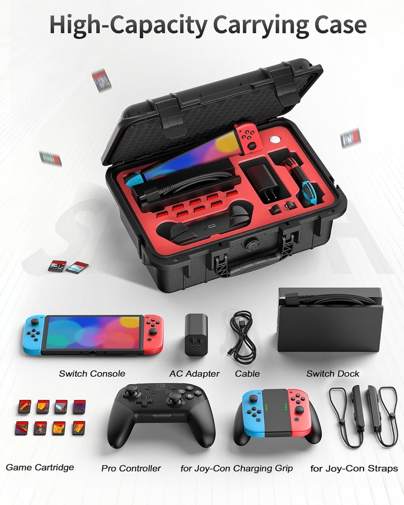 Carrying Case Soft Lining Hard Travel for Nintendo Switch OLED Console Controlle
