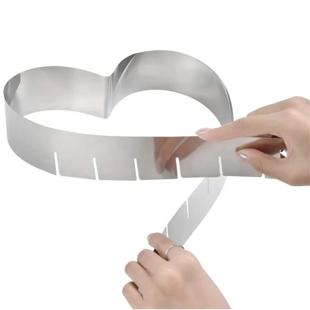 Heart Shaped Mousse Ring Set 6 Adjustable Stainless Steel Baking Tools