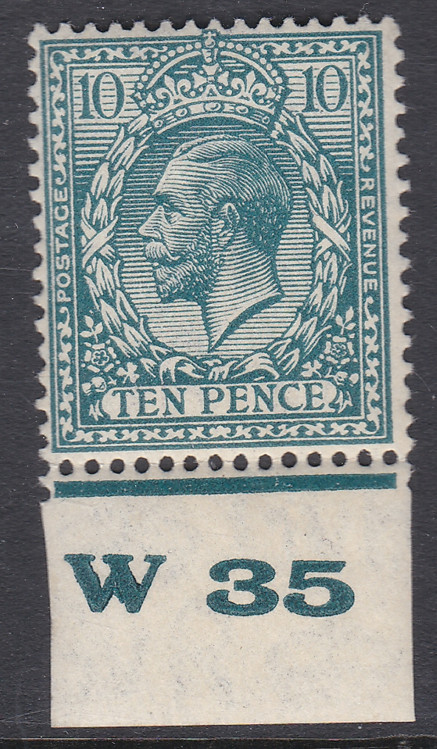 n44(4) 10d Deep Dull Greenish Blue Block Cypher W35 Control imperf U/M