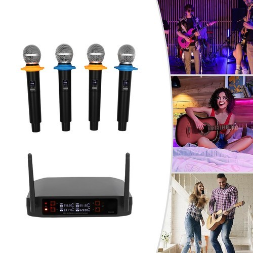 4 Channel Handheld Wireless Microphone Pro Audio System UHF Dynamic Mic Party