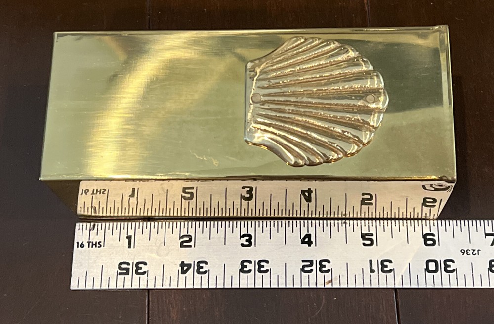 Brass Seashell Match Holder Container Vase