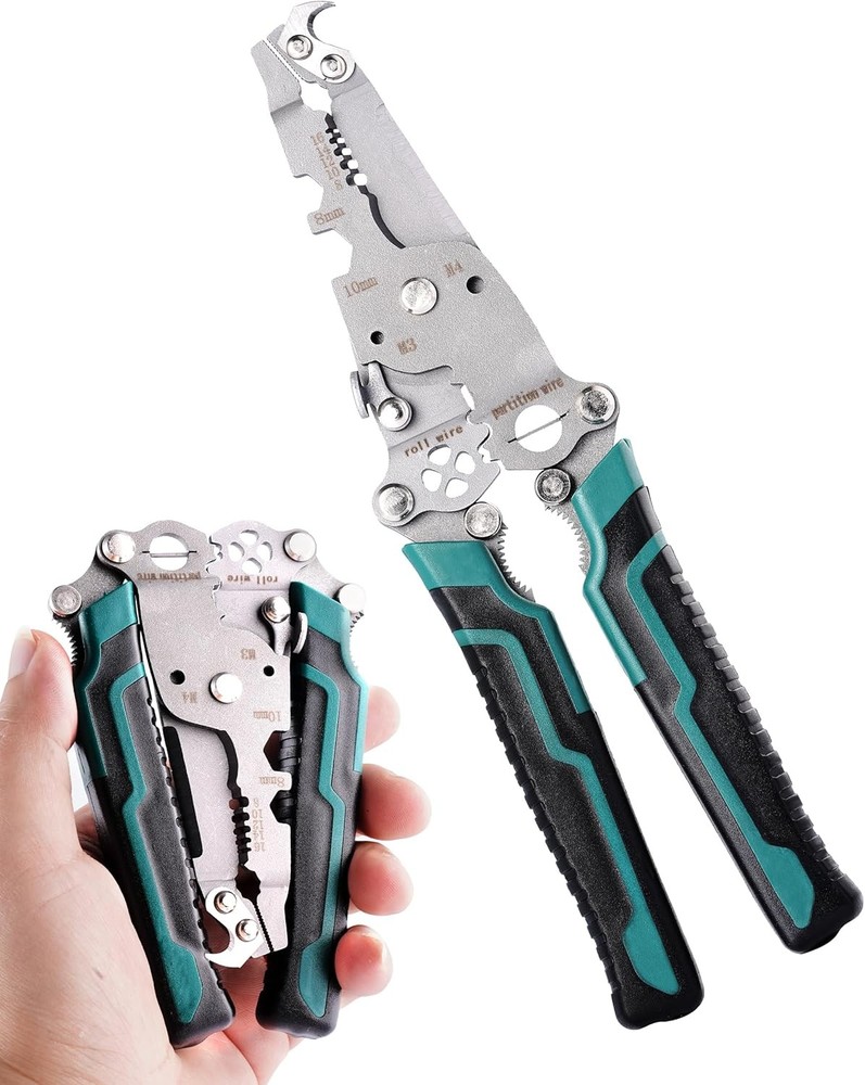 18 In 1 Foldable Ｗire Stripper, Folding Wire Stripping Crimper Tool, Multifunc
