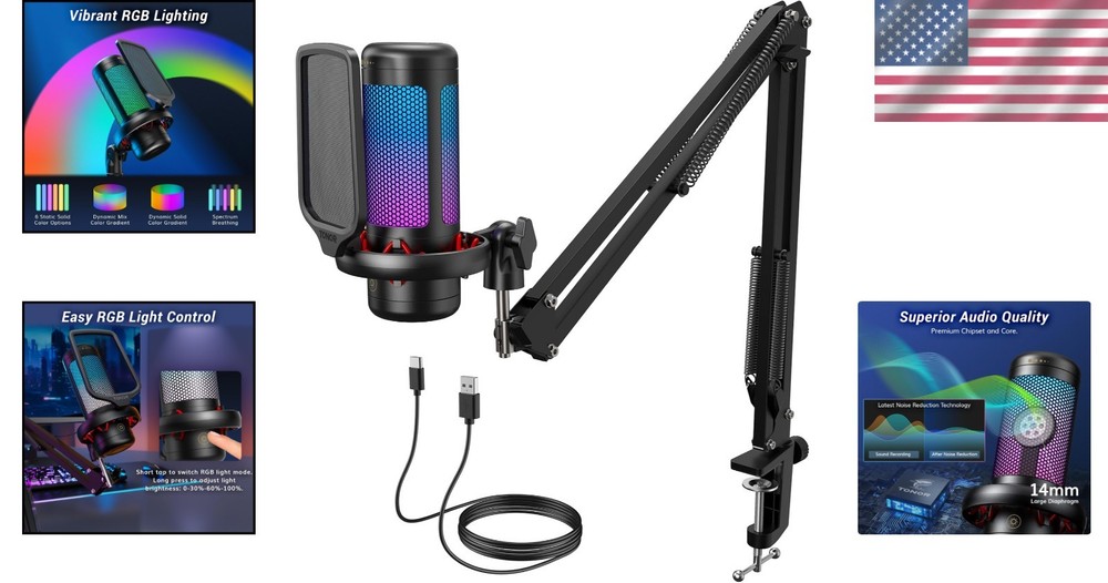 Streamer's USB Microphone with RGB Lighting