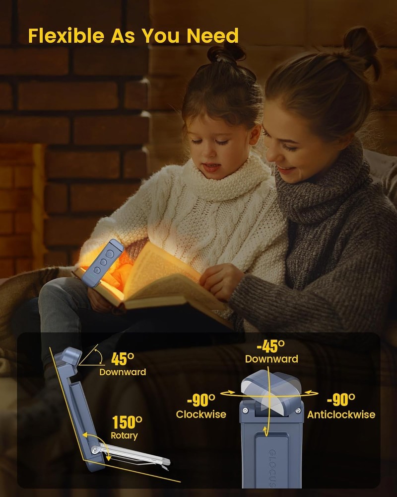 Compact USB Rechargeable Reading Light with 3 Amber Modes – Travel Friendly