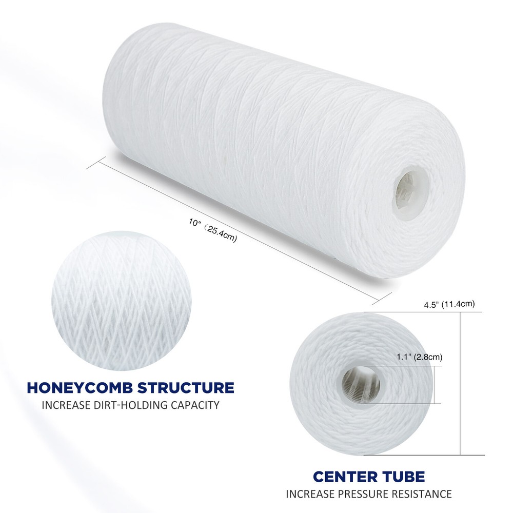 20 Pack 10" x 4.5" String Wound Sediment Water Filter 1/5/10 Micron for Big Blue