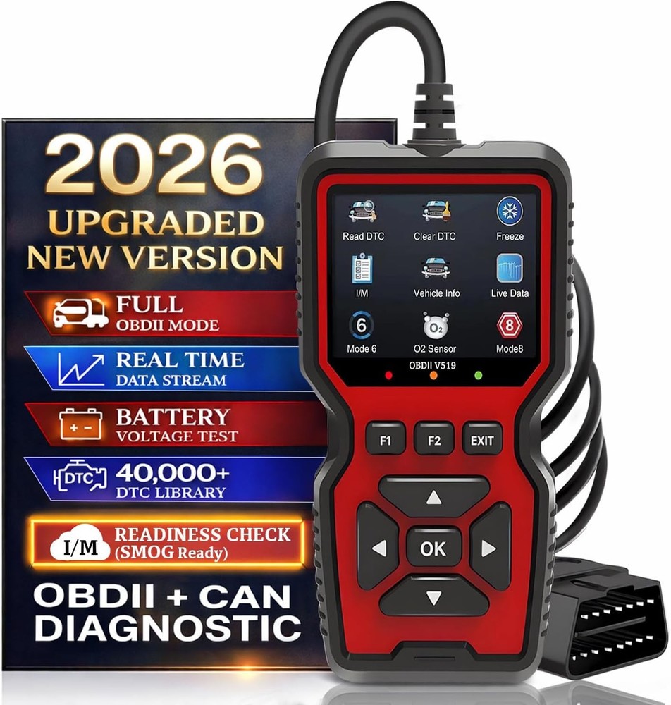 Professional OBD2 V519 Scanner - 2026 Upgraded OBDII + CAN Code Reader, Live Dat