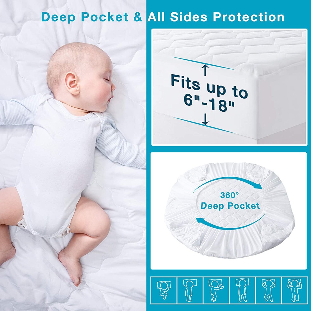Deep Pocket Waterproof Mattress Protector Soft Microfiber Top Thicker Filling