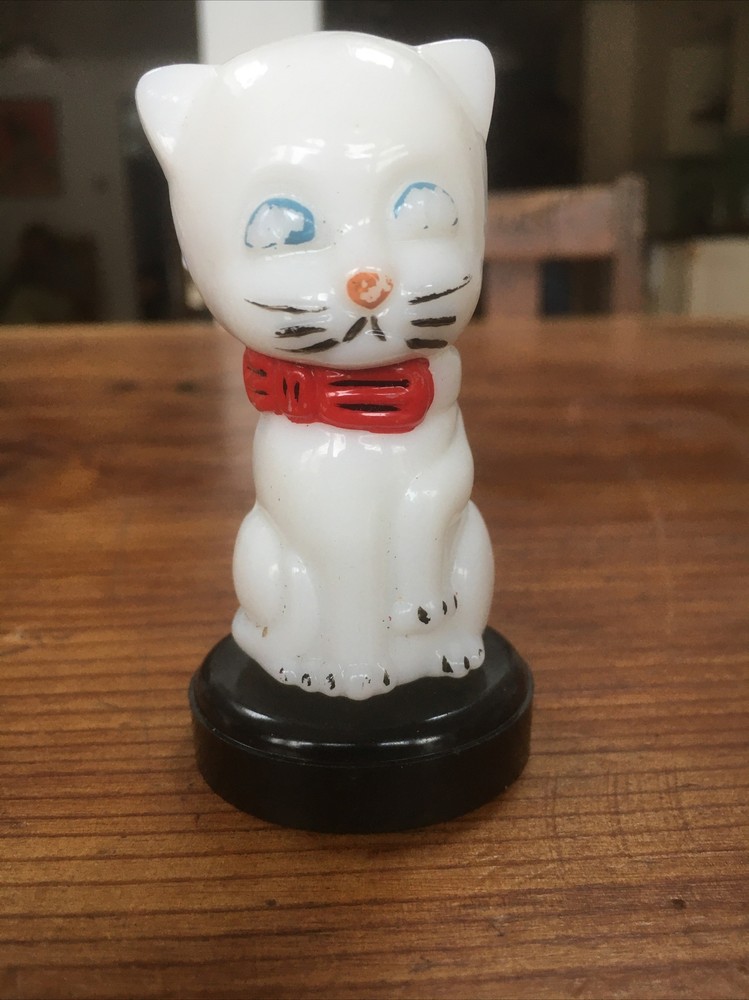 vintage white opaque glass cat perfume bottle