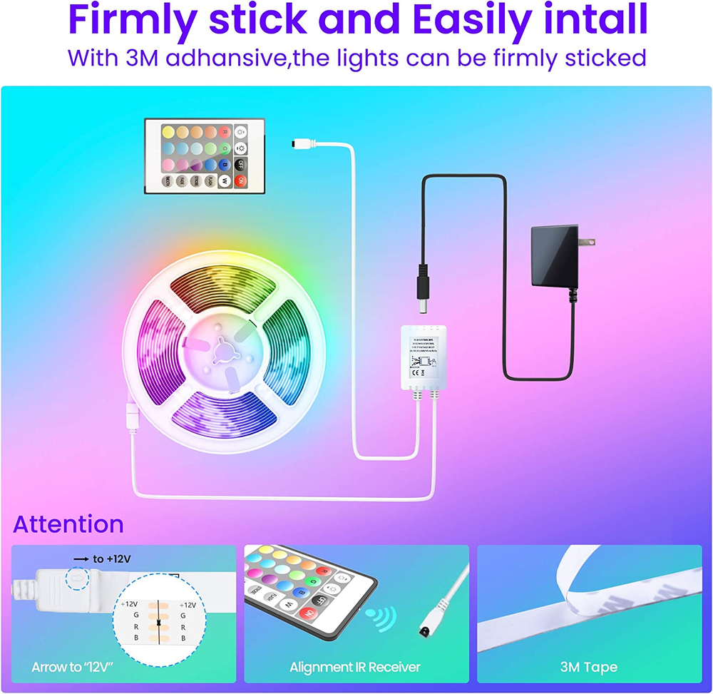 50 FT LED Strip Lights,Bluetooth LED Lights (App+Remote +Mic)