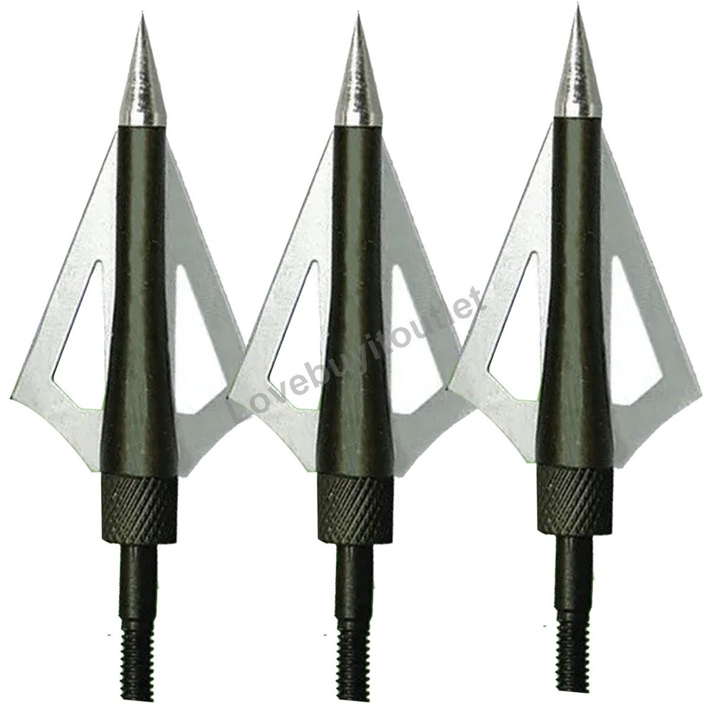 60 Count 3 Blade Compound Broad Head Spear Tips Bow or Cross Bow Tips