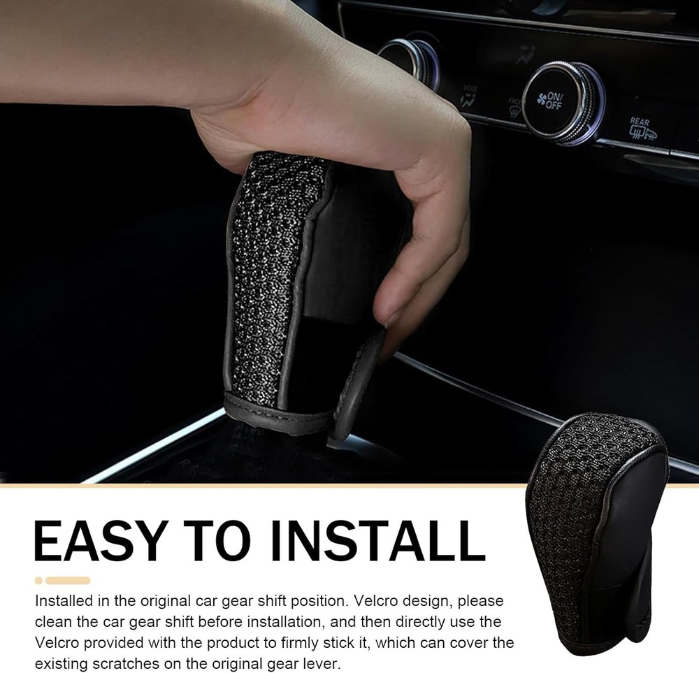 Car Gear Shift Cover, Breathable Shift Knob Gear Handle Stick Protector Covers,