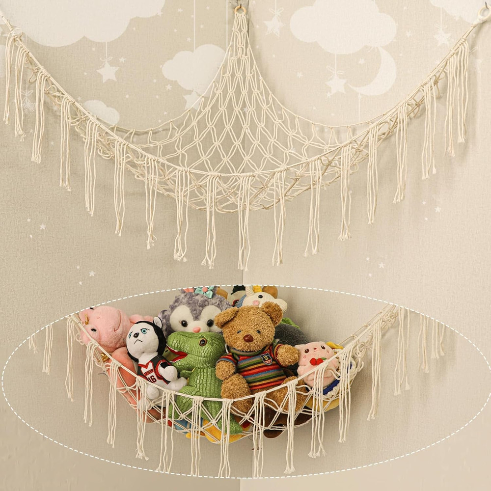 Boho Stuffed Animals Net or Hammock Large55 Toy Hammock Stuff Animal White