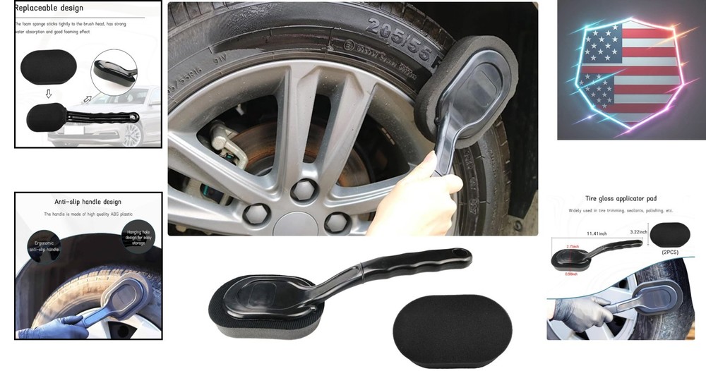 High-Density Sponge Tire Dressing Applicator Pad with Long Handle, Multipurpo...