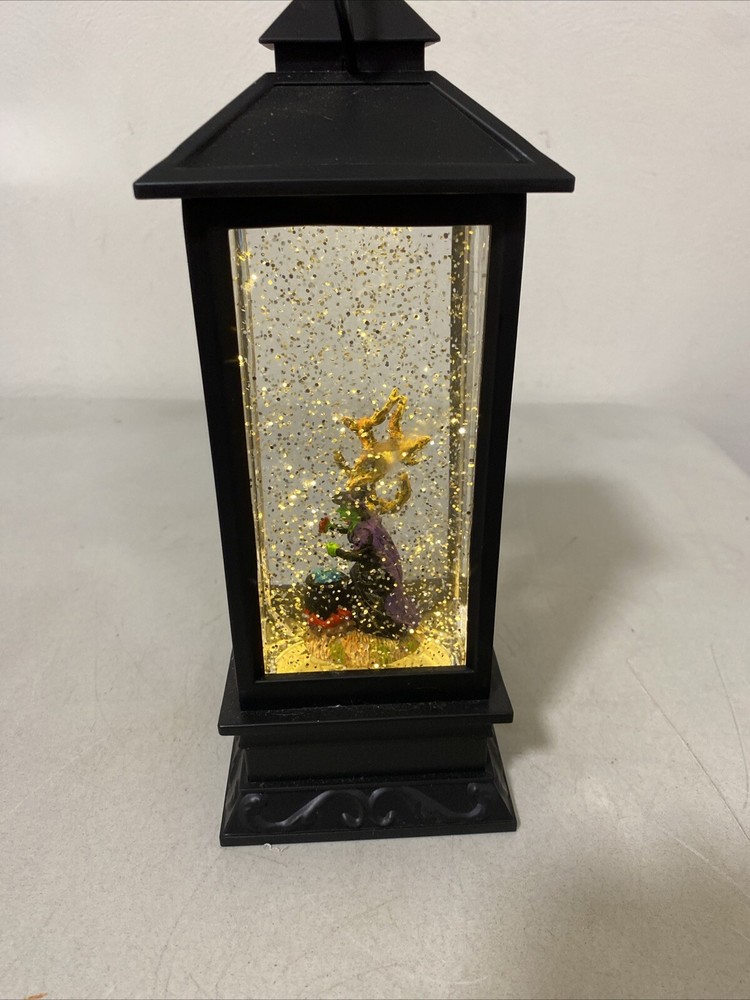 Halloween Snow Globe Lantern with Timer Water Lighted Witch With Cauldron WORKS