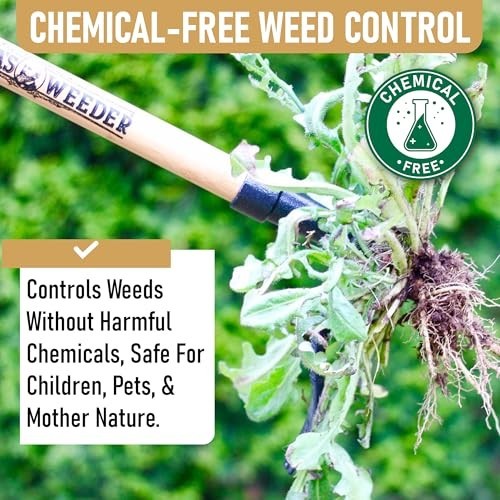 Stand Up Weed Puller Tool - Bamboo Long Handle 4-Claw Design for Easy Weeding
