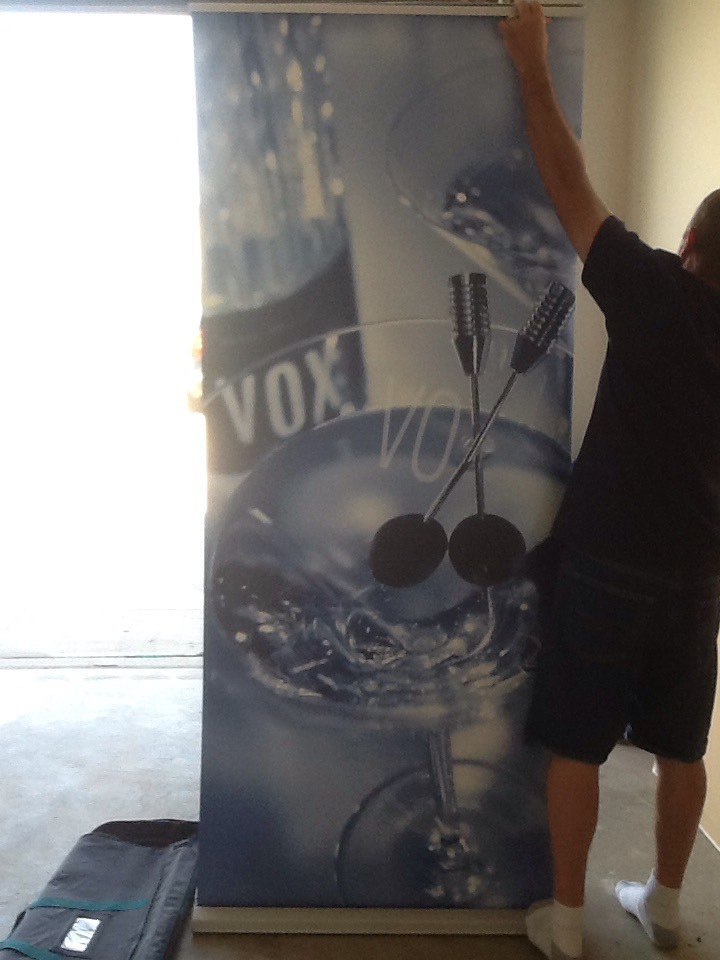VOX Vodka Double Retractable Roll Up Banner Stand Premier Wing Display System