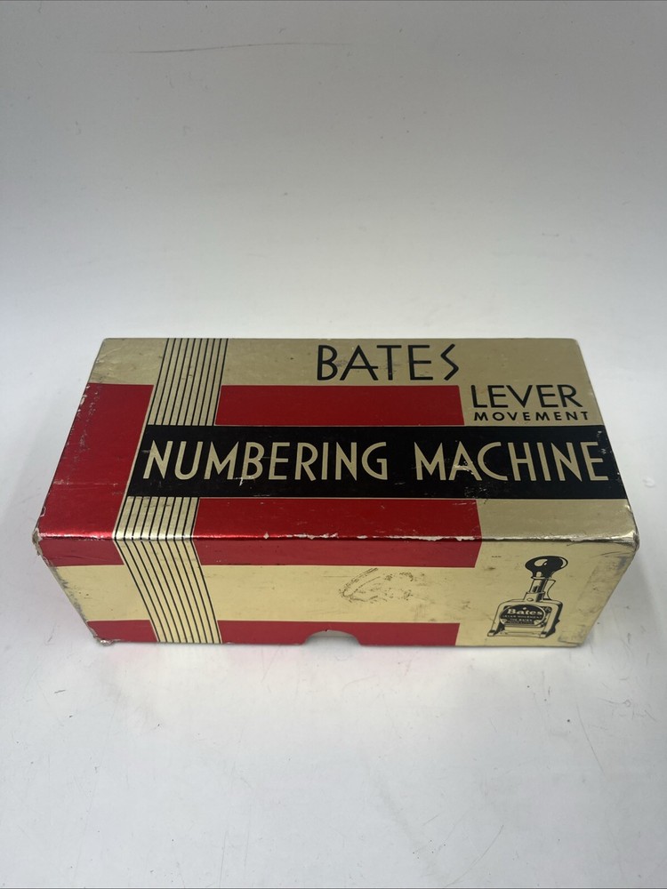 Vintage Bates Numbering Machine 7 Lever Movement, With Instructions