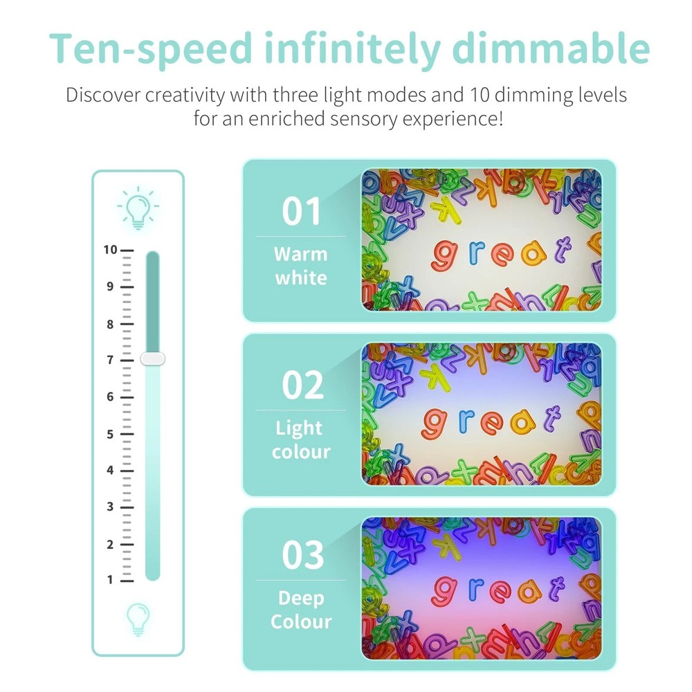 Kids Light Table Sensory Light Box Blue Classroom Learning Stress Relief Gift