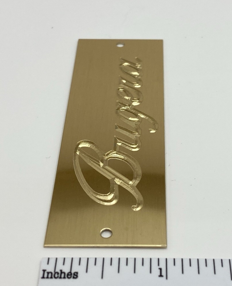 Custom Engraved Solid Brass Bugera Badge - PAIR