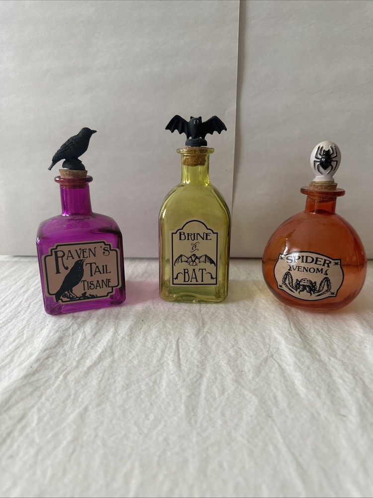 Three (3) Halloween Potion Bottles Decor