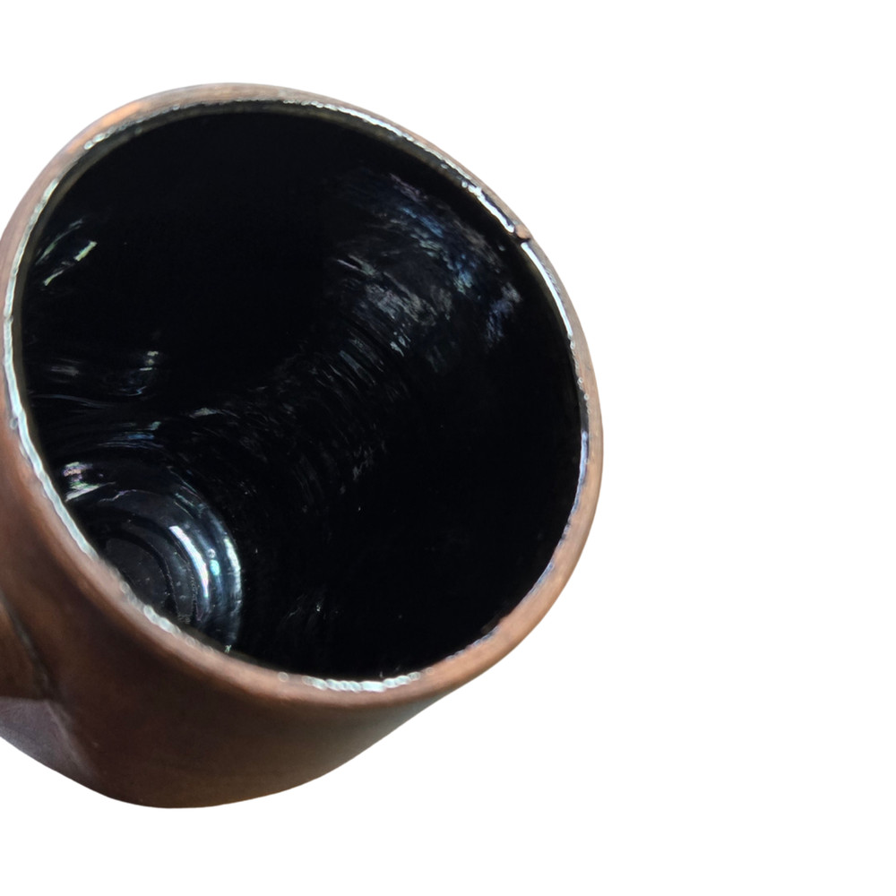 Vintage Mexican Pottery Mug Rustic Handmade Studio Cup Brown Glaze