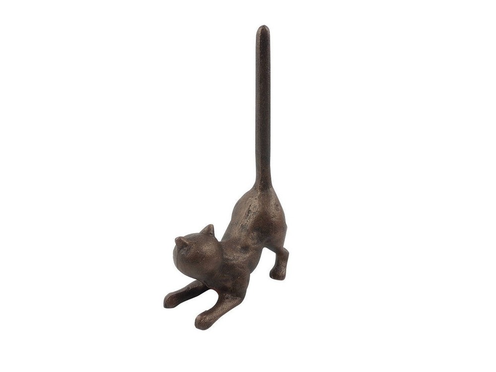 Rustic Copper Cast Iron Cat Paper Towel Holder 10"