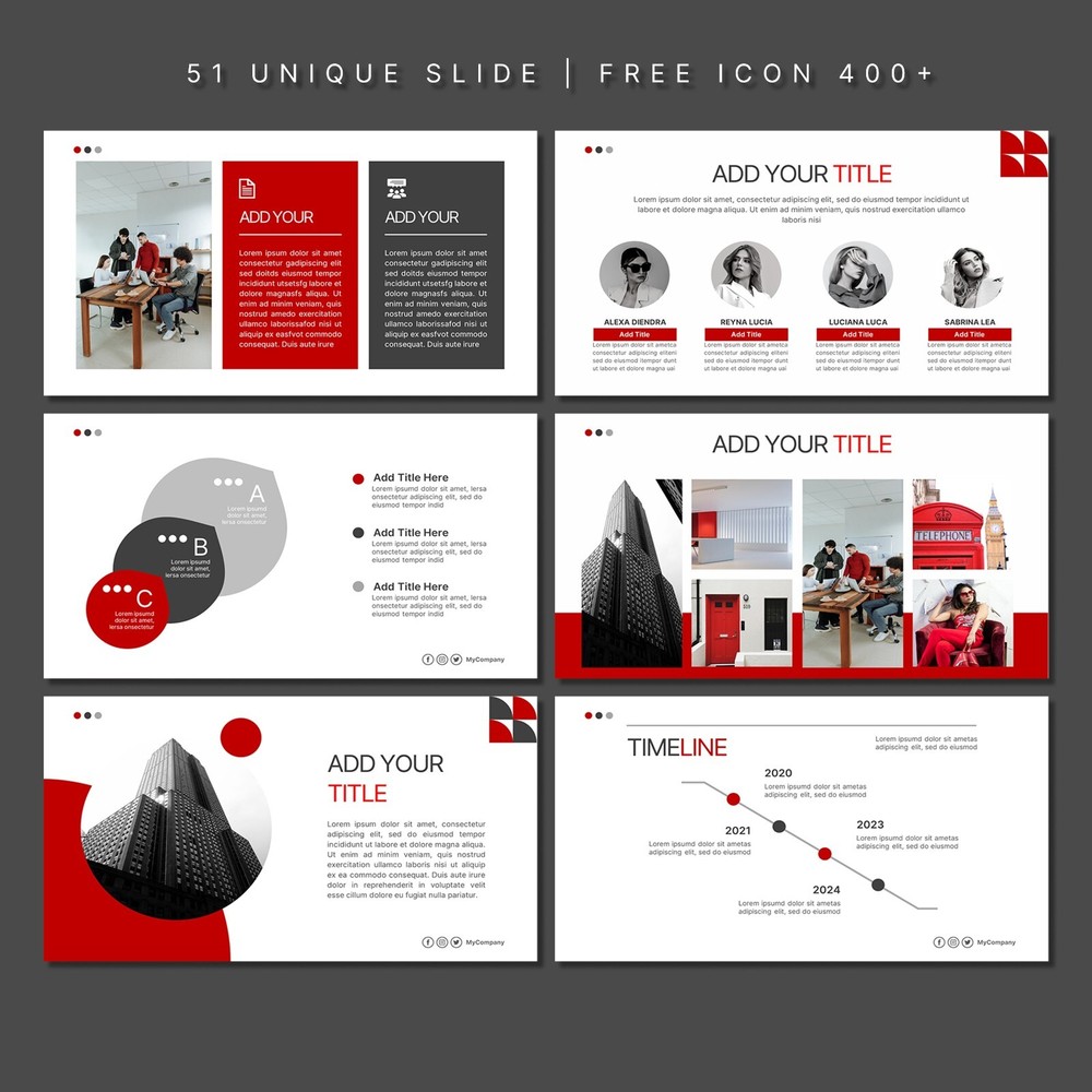 Red PowerPoint Template - Modern Business & Car Presentation Slide Deck