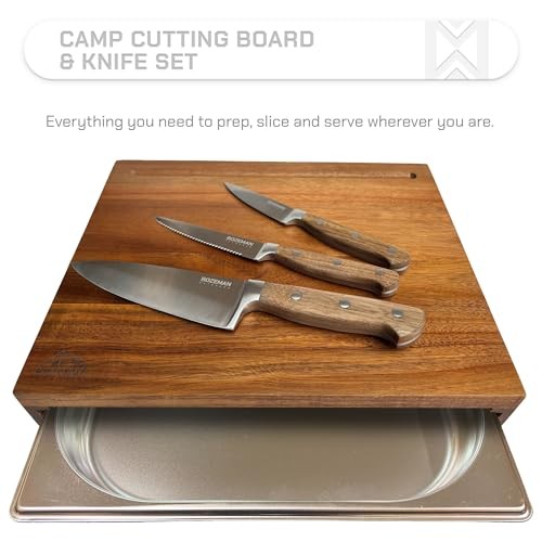 Camping Cutting Board Set — Camping Kitchen Essentials, Camp Knife Set —