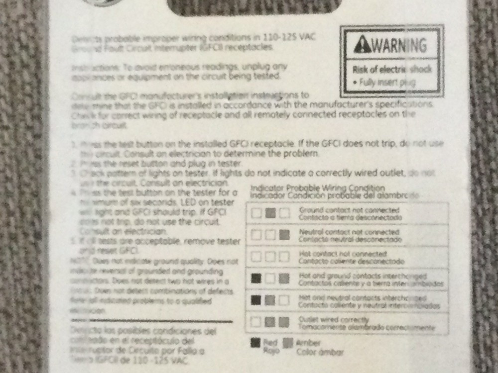 GE Brand Plug-in GFCI Tester
