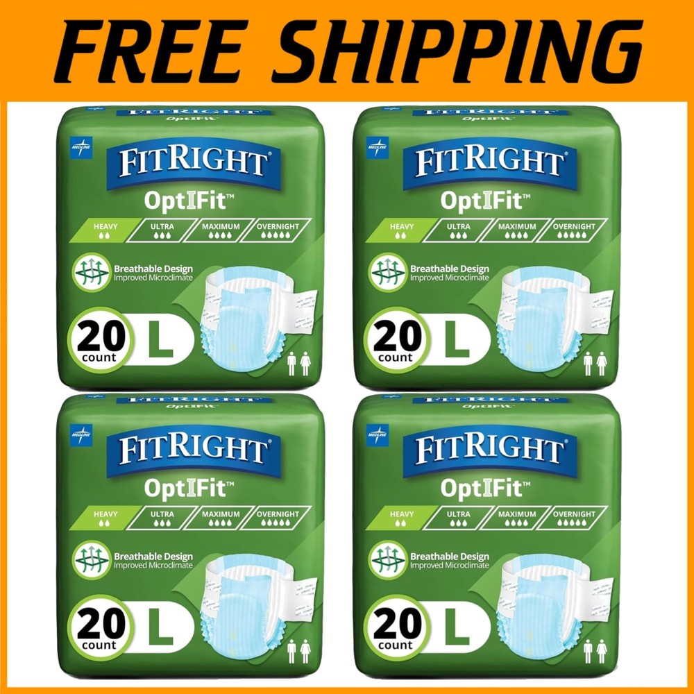 OptiFit Extra Incontinence Diapers, Large, 80 Ct